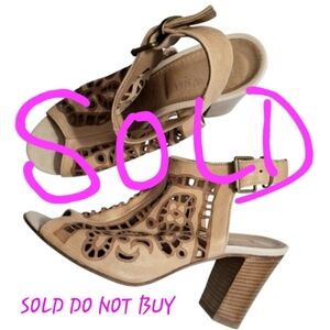 Ron White Womens Sabrina Floral Cutout Sandals Genuine Tan Leather EU39 US 8-8.5